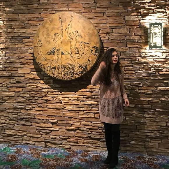 Crochet sweater. Rusty pink. 70% COTTON, 16% ACRYLIC, 14% POLYESTER. - Picture 5 of 5